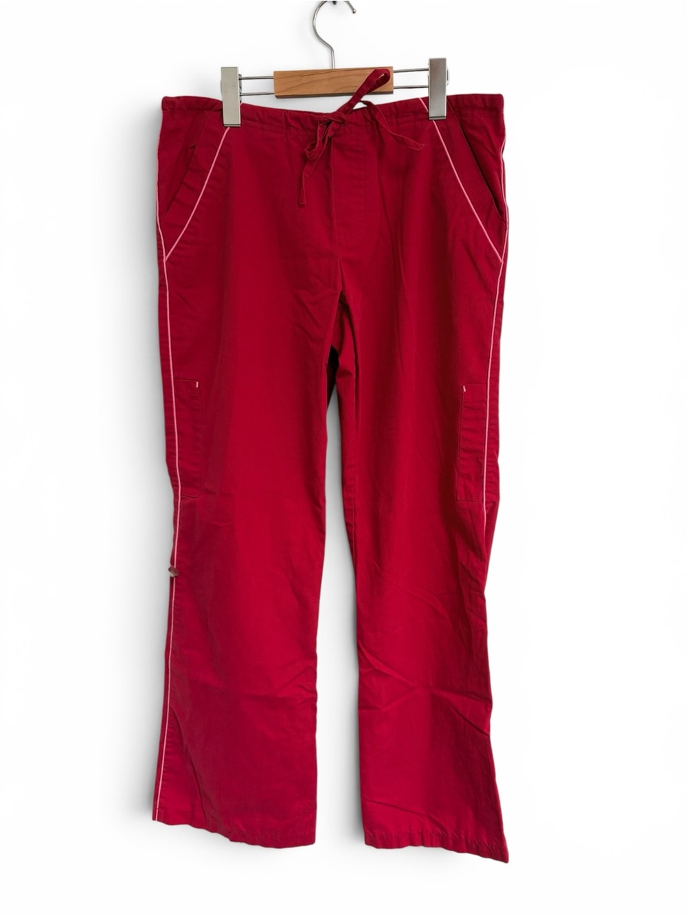 Wide Leg Scrub Drawstring Pants in Deep Red